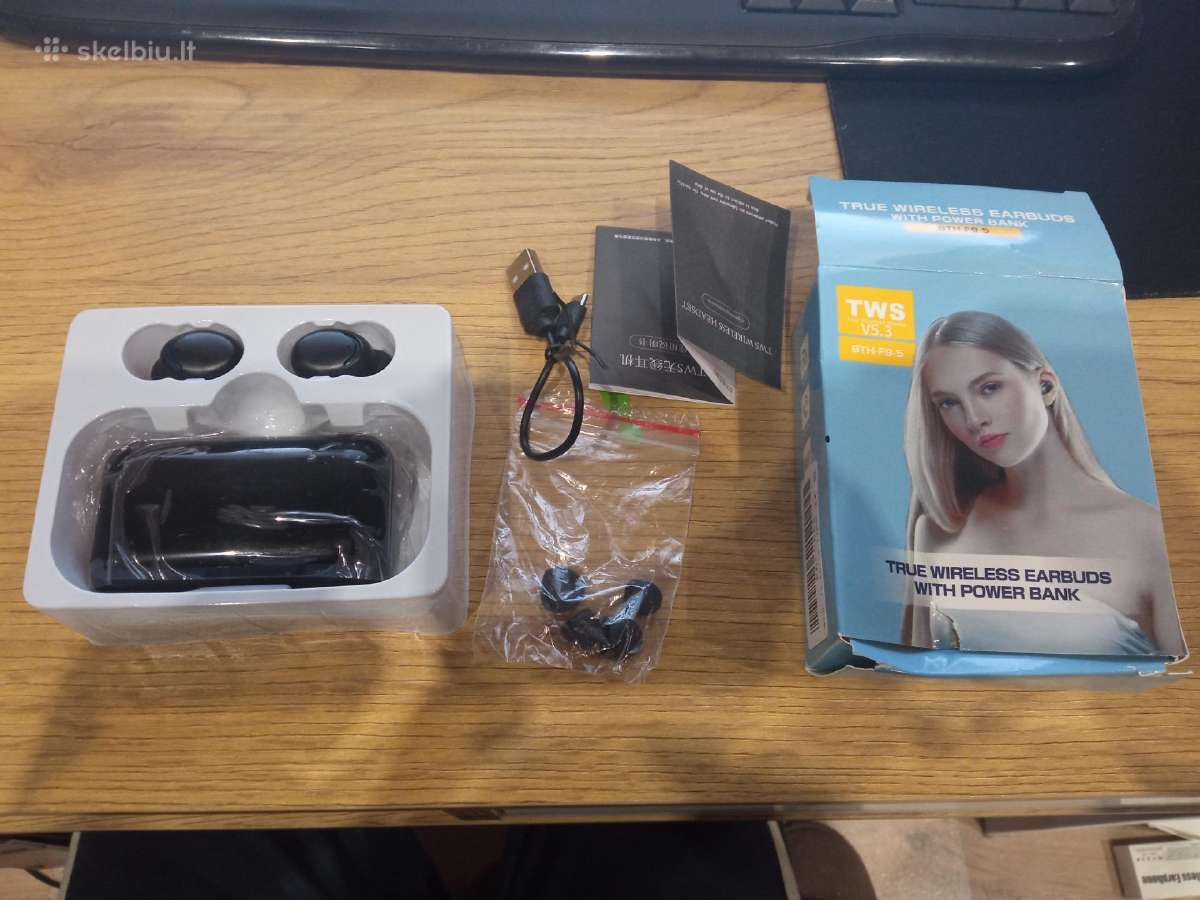 Bluetooth belaidės ausinės su power banku - nuotraukos Nr. 2