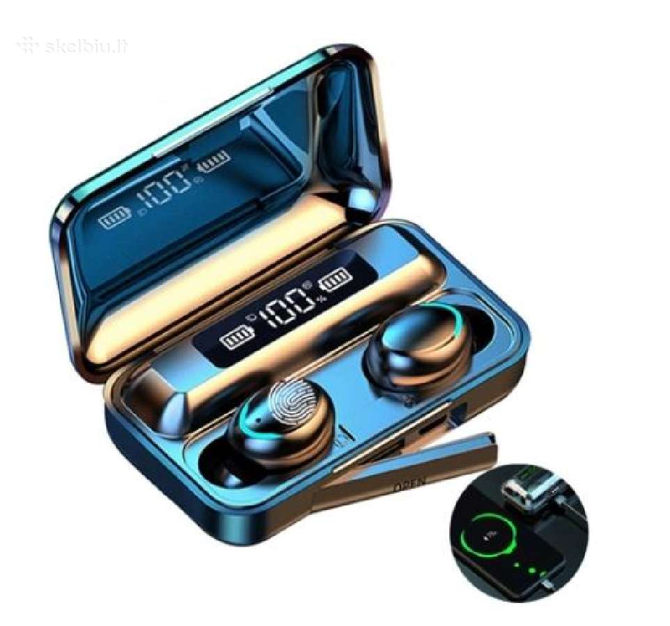 Bluetooth belaidės ausinės su power banku