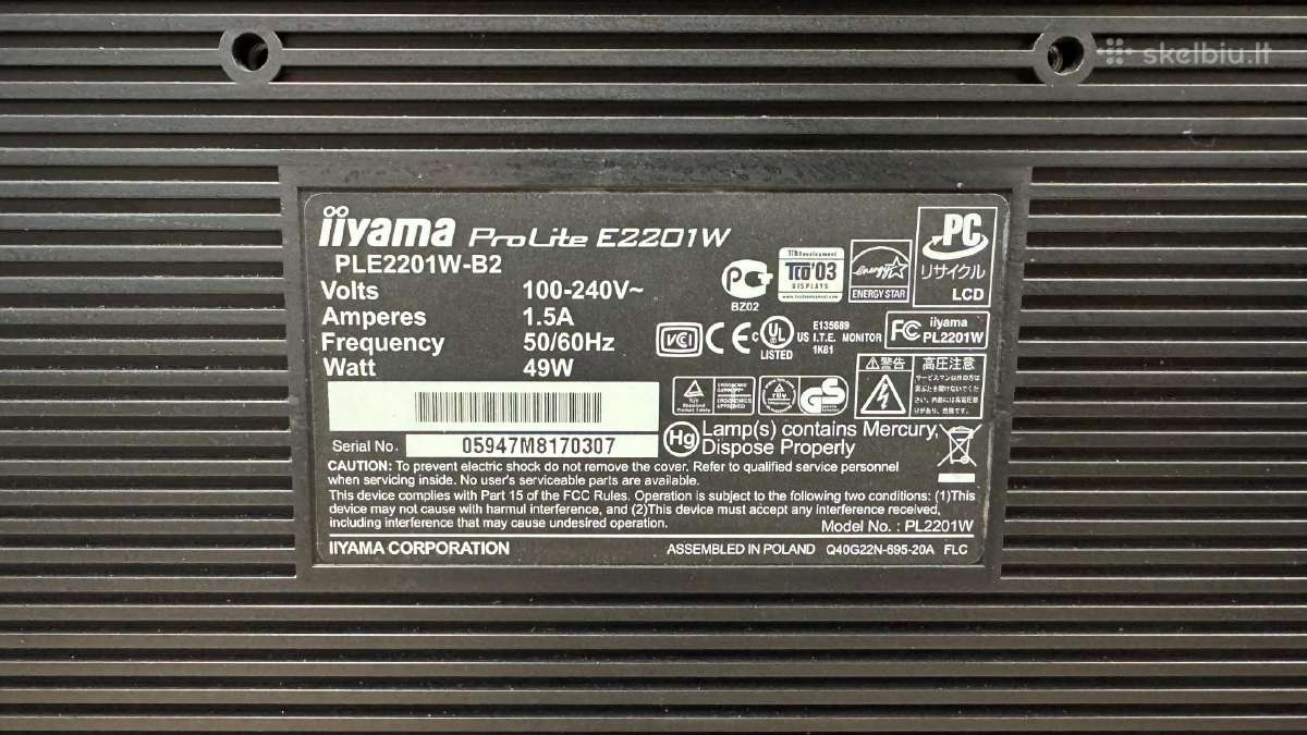 Iiyama Prolite E2201w-b - nuotraukos Nr. 6