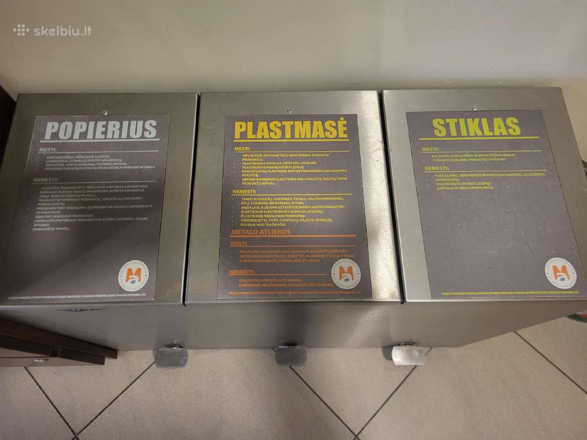 Nerūdijančio plieno šiukšlių rūšiavimo konteineria