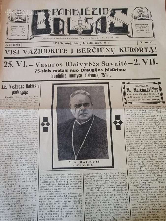 1933 m.laikraštis "Panevėžio balsas"