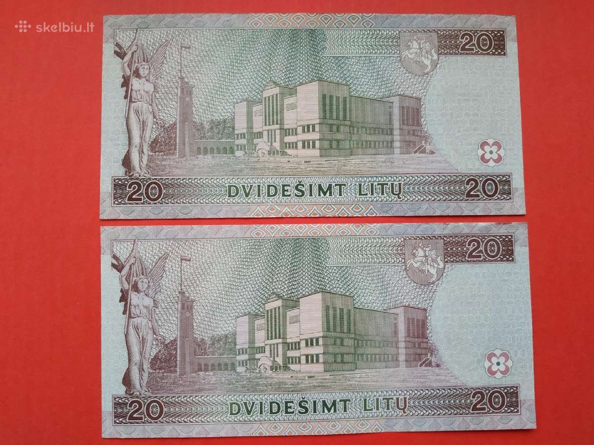 20 litų 1997 m. Retesnių serijų banknotai - nuotraukos Nr. 2