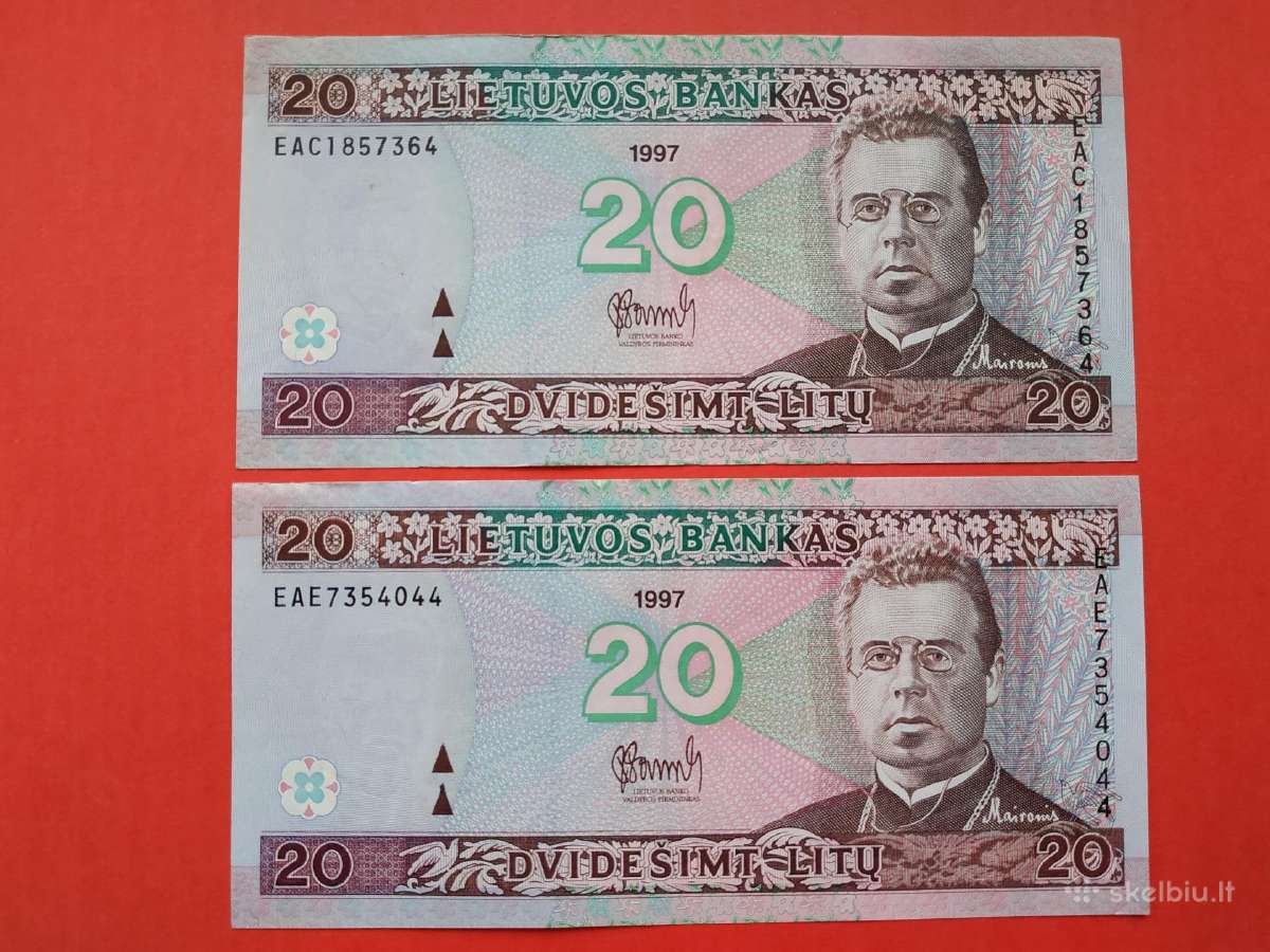20 litų 1997 m. Retesnių serijų banknotai