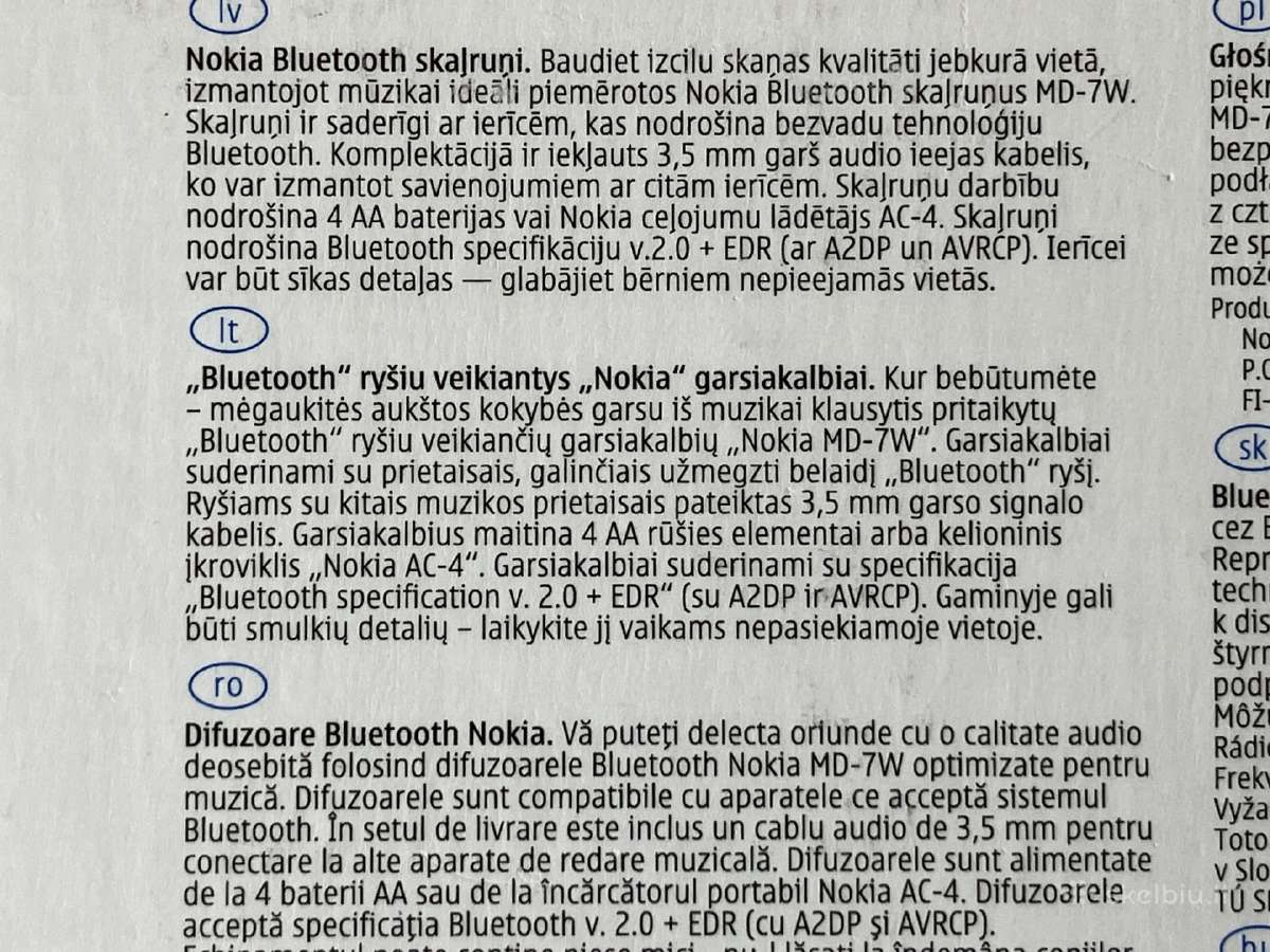 Nokia Bluetooth kolonėlės Md-7w - nuotraukos Nr. 6
