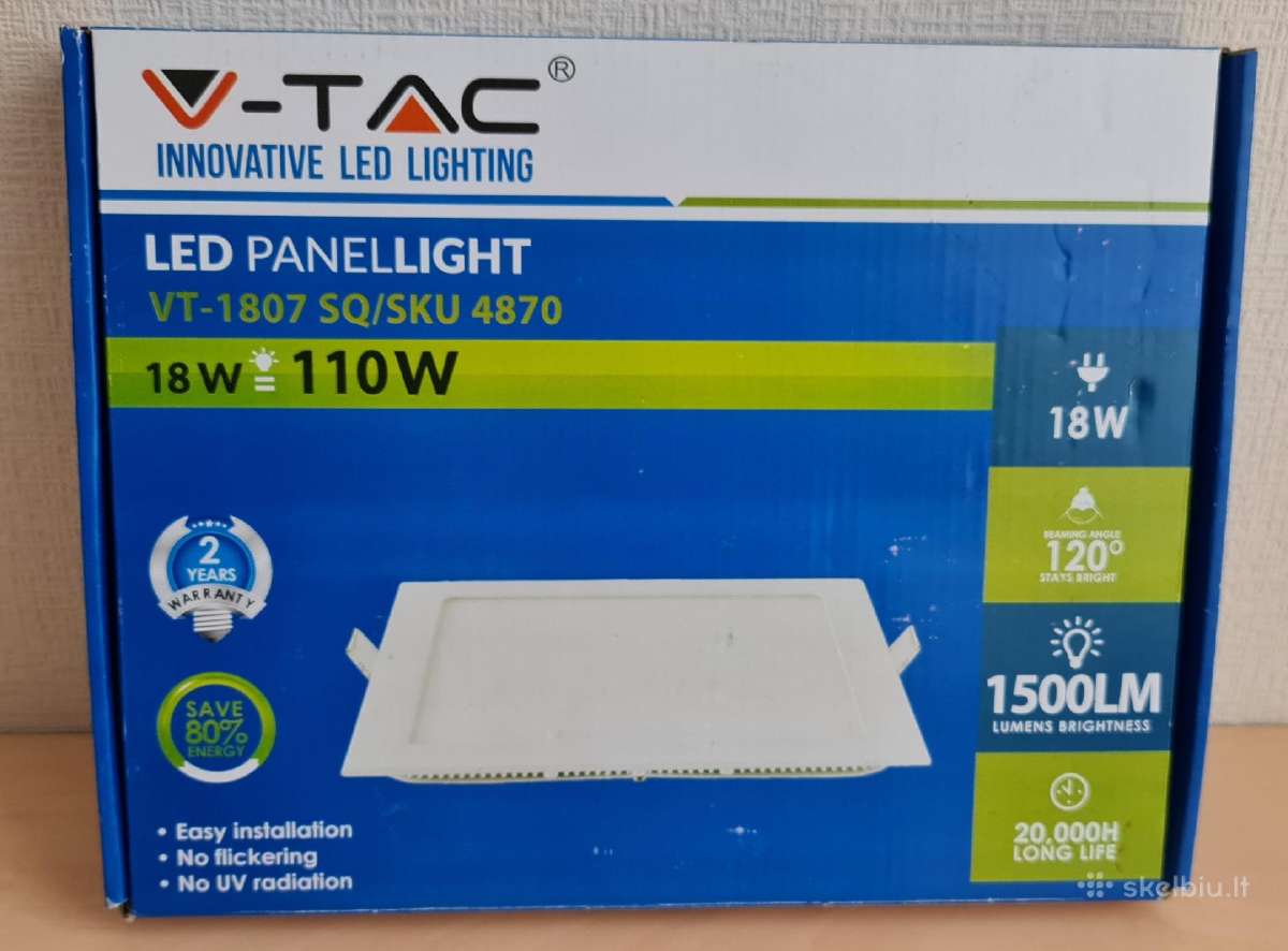LED įmontuojama šviestuvas panelė 4000k, 18w