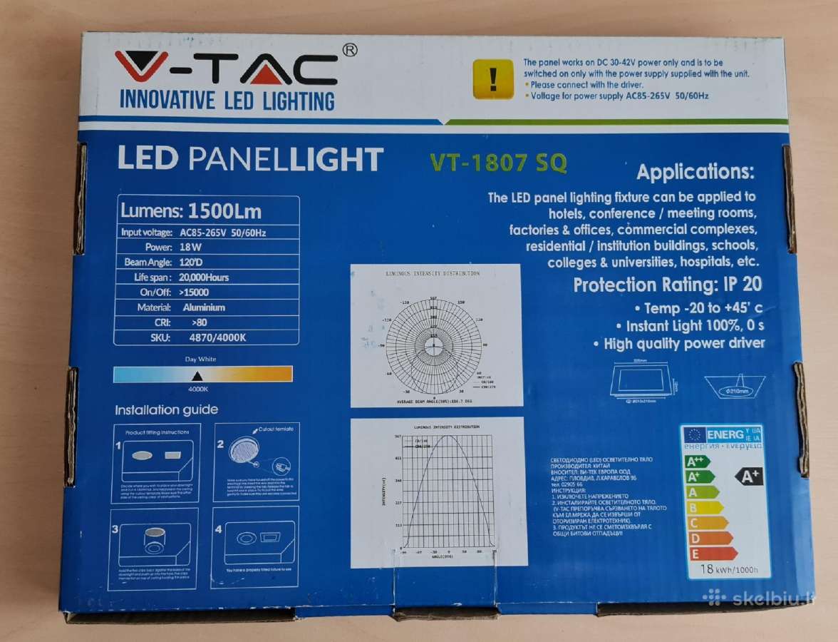 LED įmontuojama šviestuvas panelė 4000k, 18w - nuotraukos Nr. 2