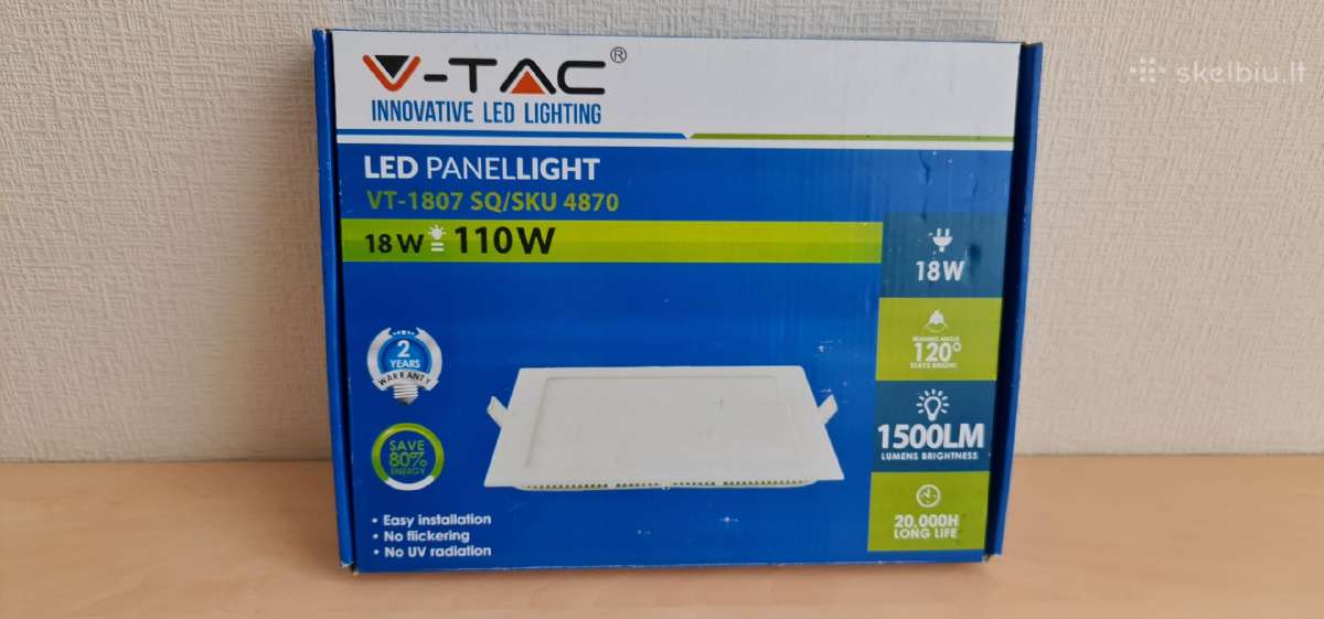 LED įmontuojama šviestuvas panelė 4000k, 18w - nuotraukos Nr. 12