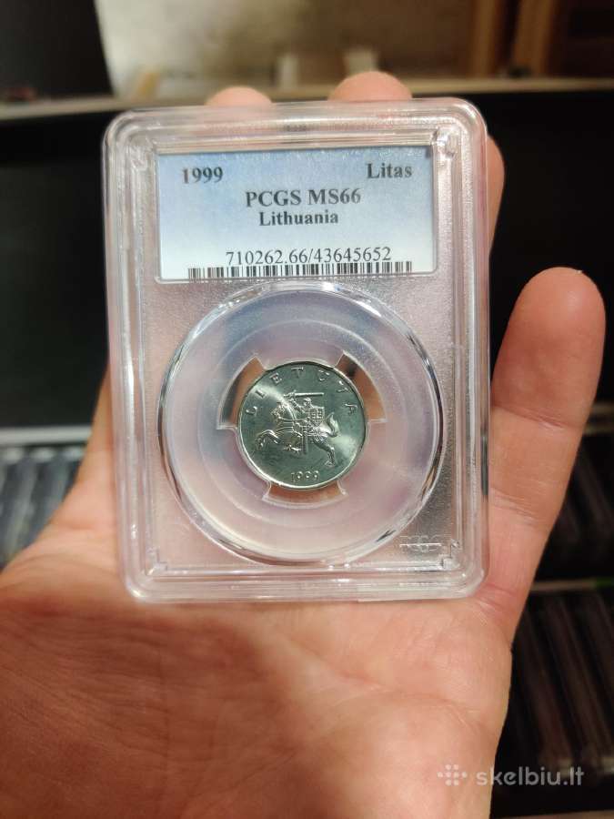 1 litas 1999 Ms66 tik 5 vienetai tokio įvertinimo