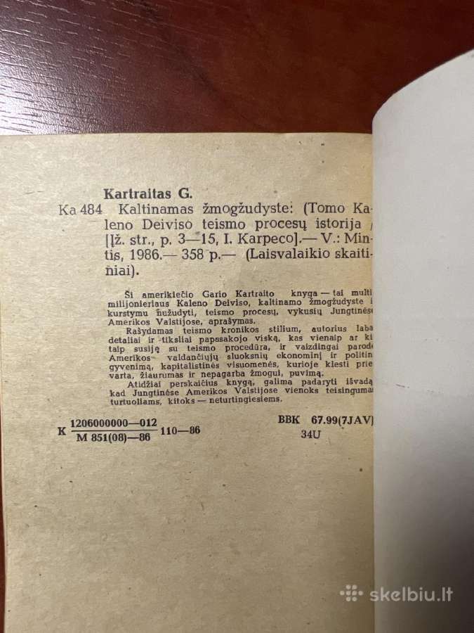 Knyga Kaltinamas Žmogžudyste, G.kartraitis - nuotraukos Nr. 3