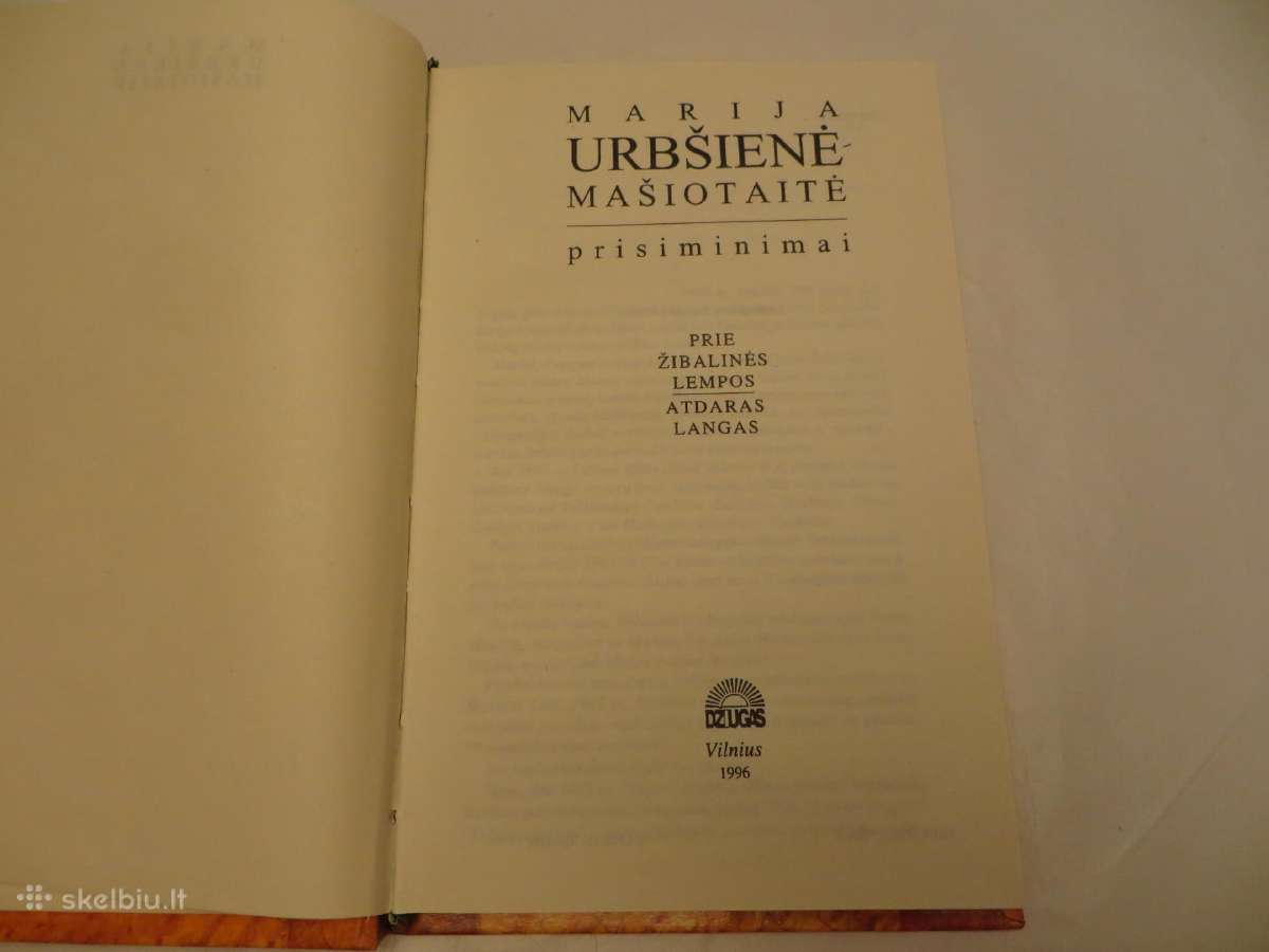 Knyga Prisiminimai Marija Urbšienė-mašiotaitė 1996 - nuotraukos Nr. 3