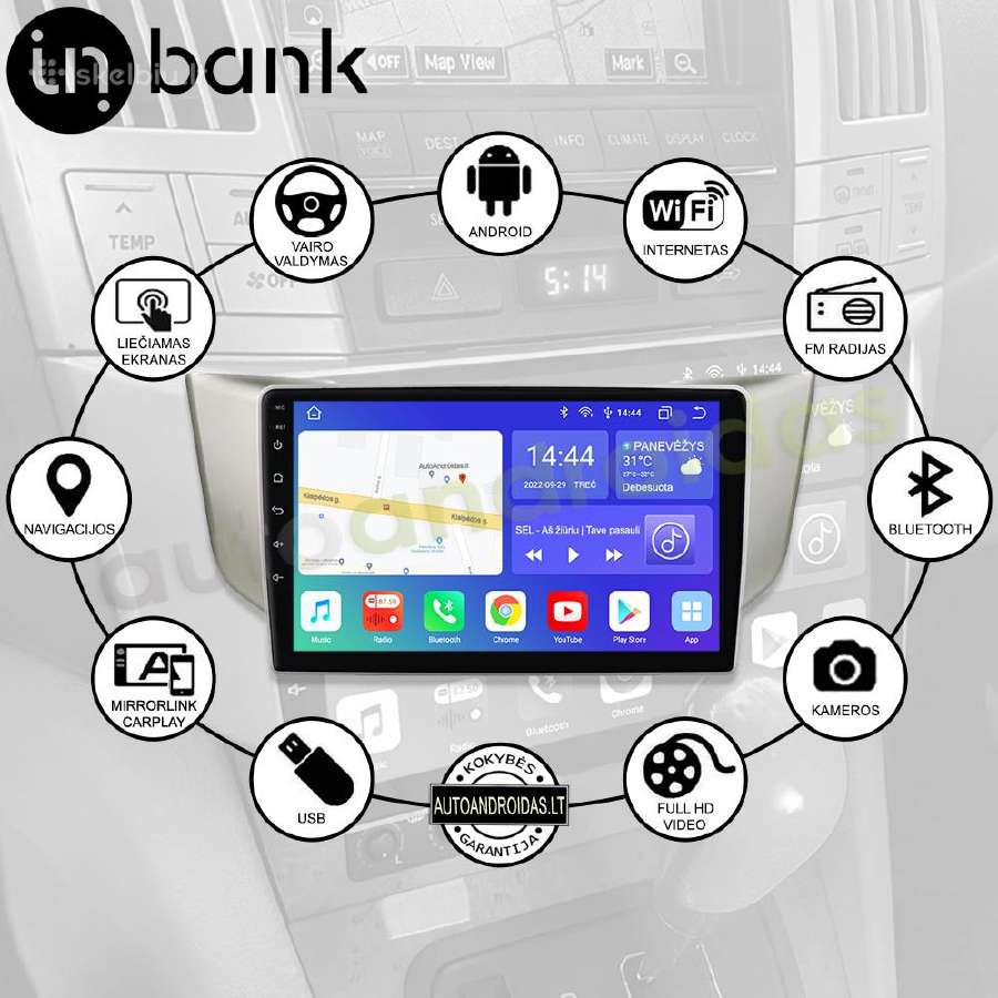 Lexus Rx300 Rx330 Rx400 2003-09 Android multimedia - nuotraukos Nr. 2