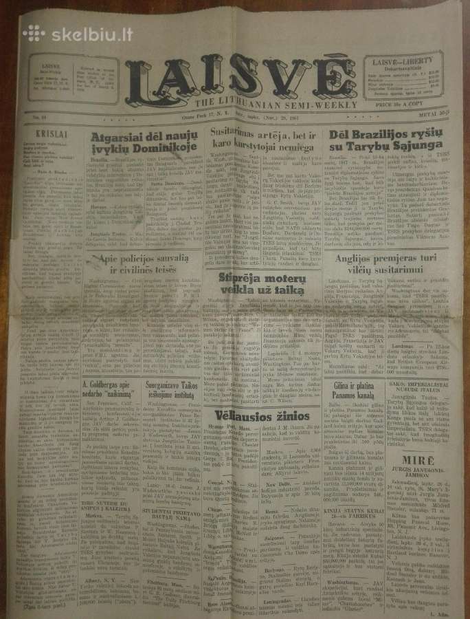 1314. Laisvė retas antikvarinis-kolekcinis laikraš