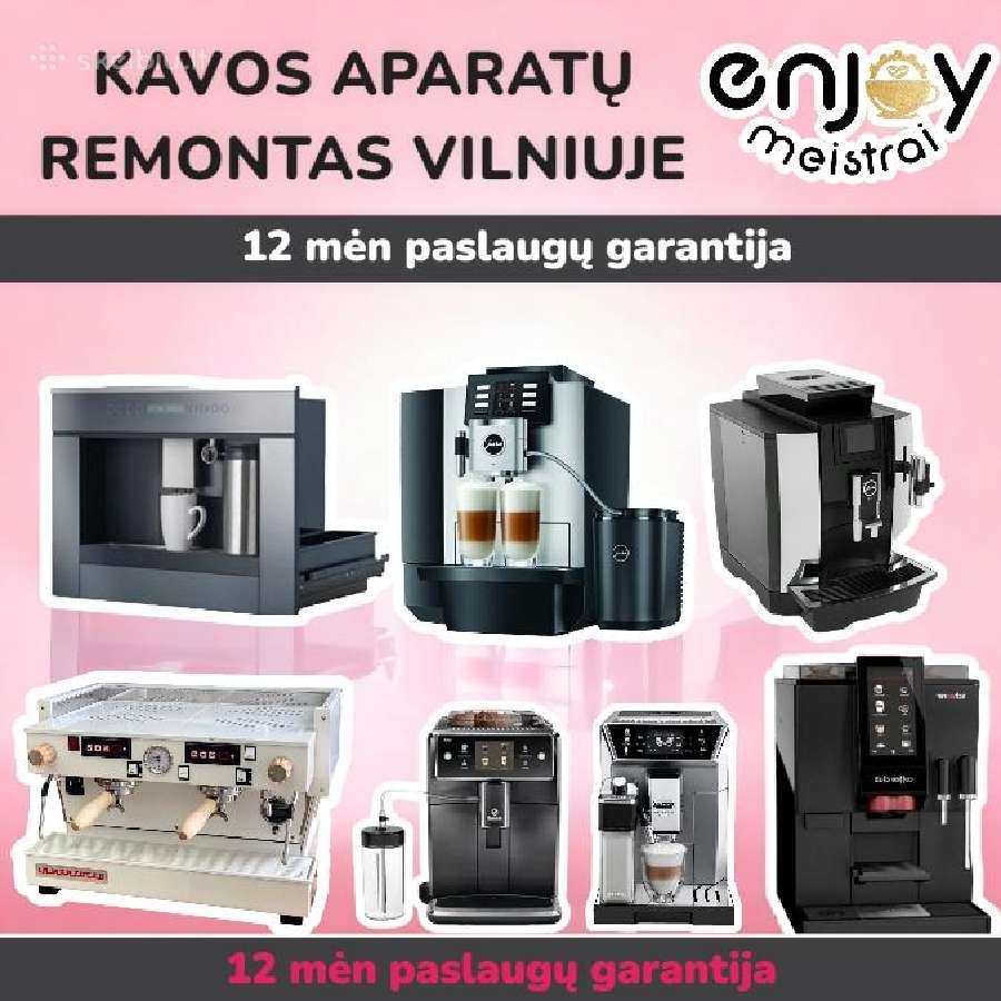 Kavos aparatų remontas Vilniuje, nuo 24€