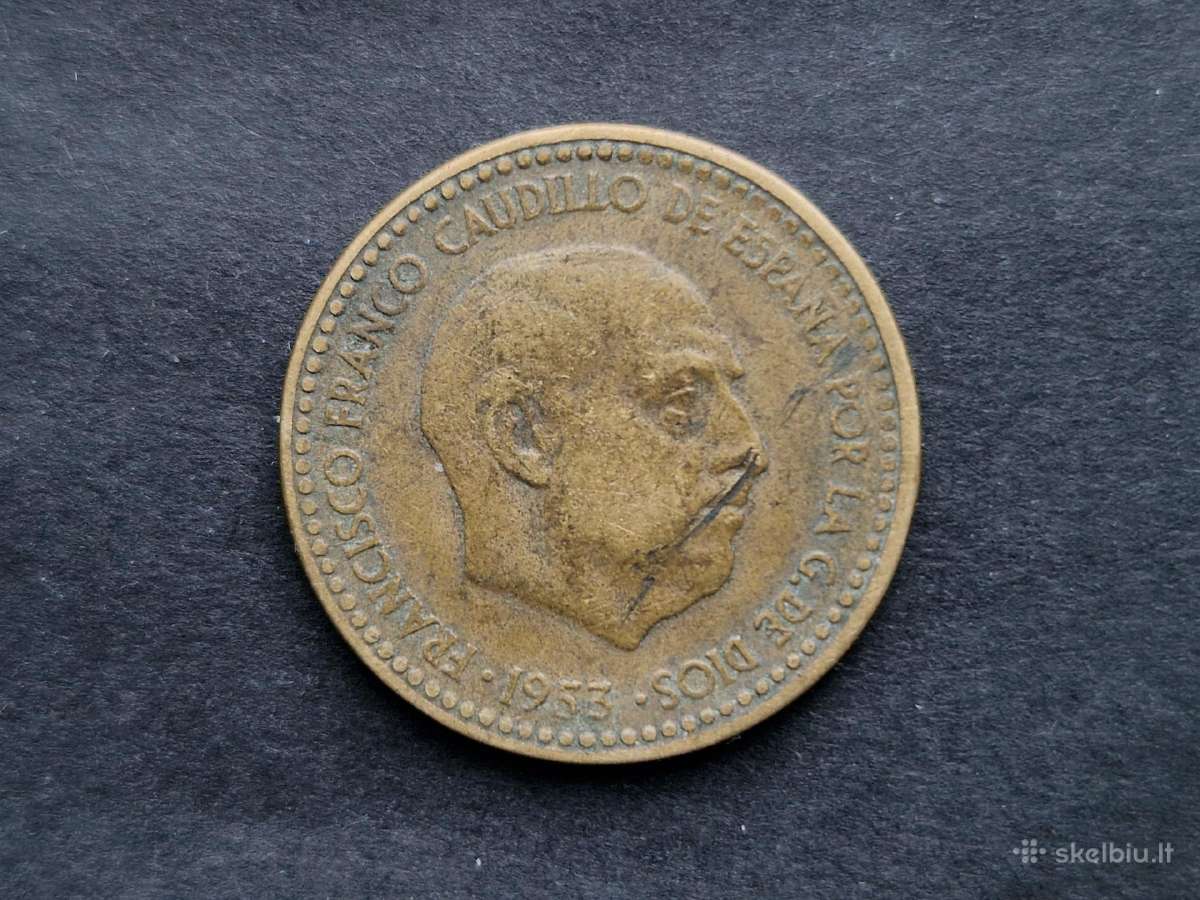 Ispanijos Karalystės 1 peseta 1953 m. žymuo 61