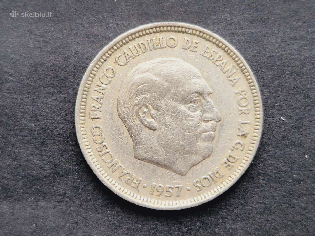 Ispanijos Karalystės 5 pesetos 1957 m. - nuotraukos Nr. 4