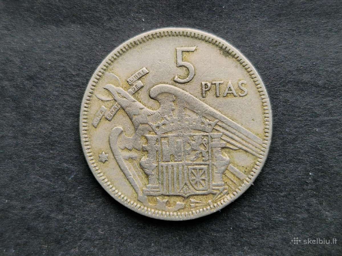Ispanijos Karalystės 5 pesetos 1957 m. - nuotraukos Nr. 5