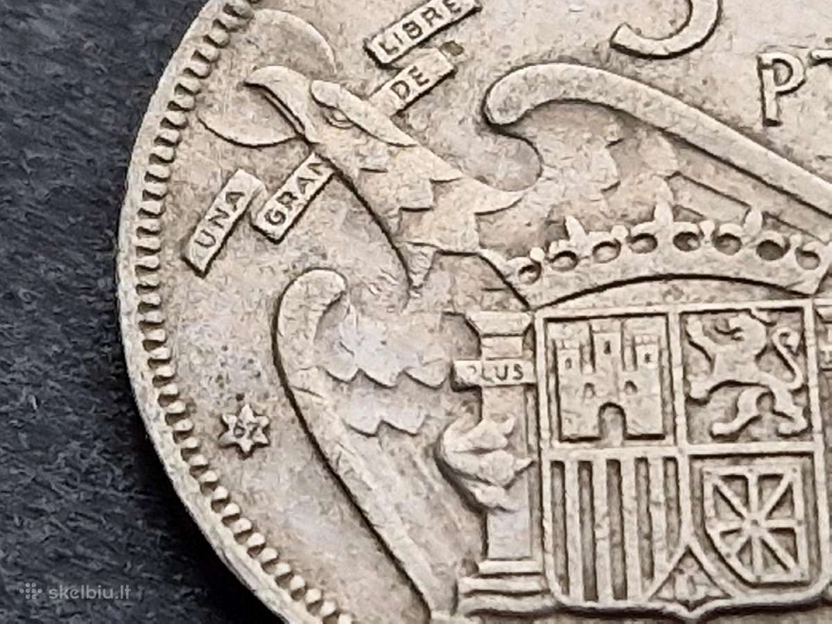 Ispanijos Karalystės 5 pesetos 1957 m. - nuotraukos Nr. 9