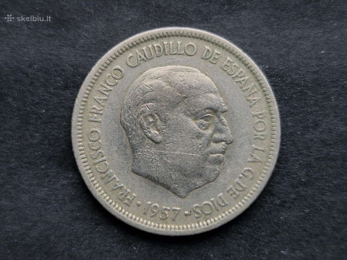 Ispanijos Karalystės 5 pesetos 1957 m. - nuotraukos Nr. 10