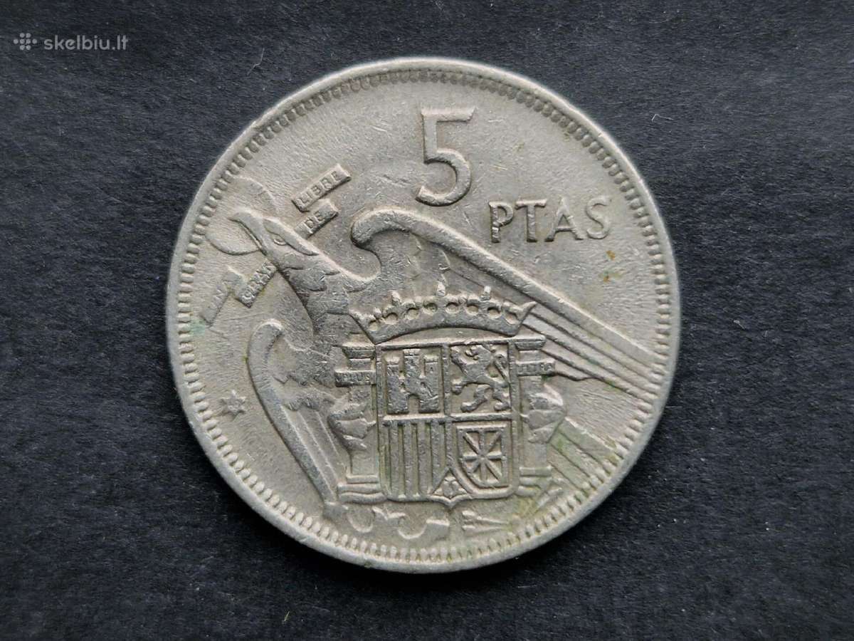 Ispanijos Karalystės 5 pesetos 1957 m. - nuotraukos Nr. 11