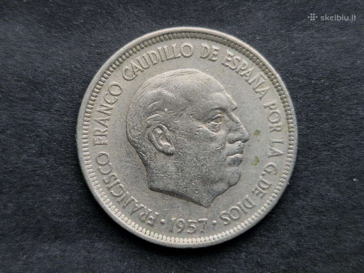 Ispanijos Karalystės 5 pesetos 1957 m. - nuotraukos Nr. 13