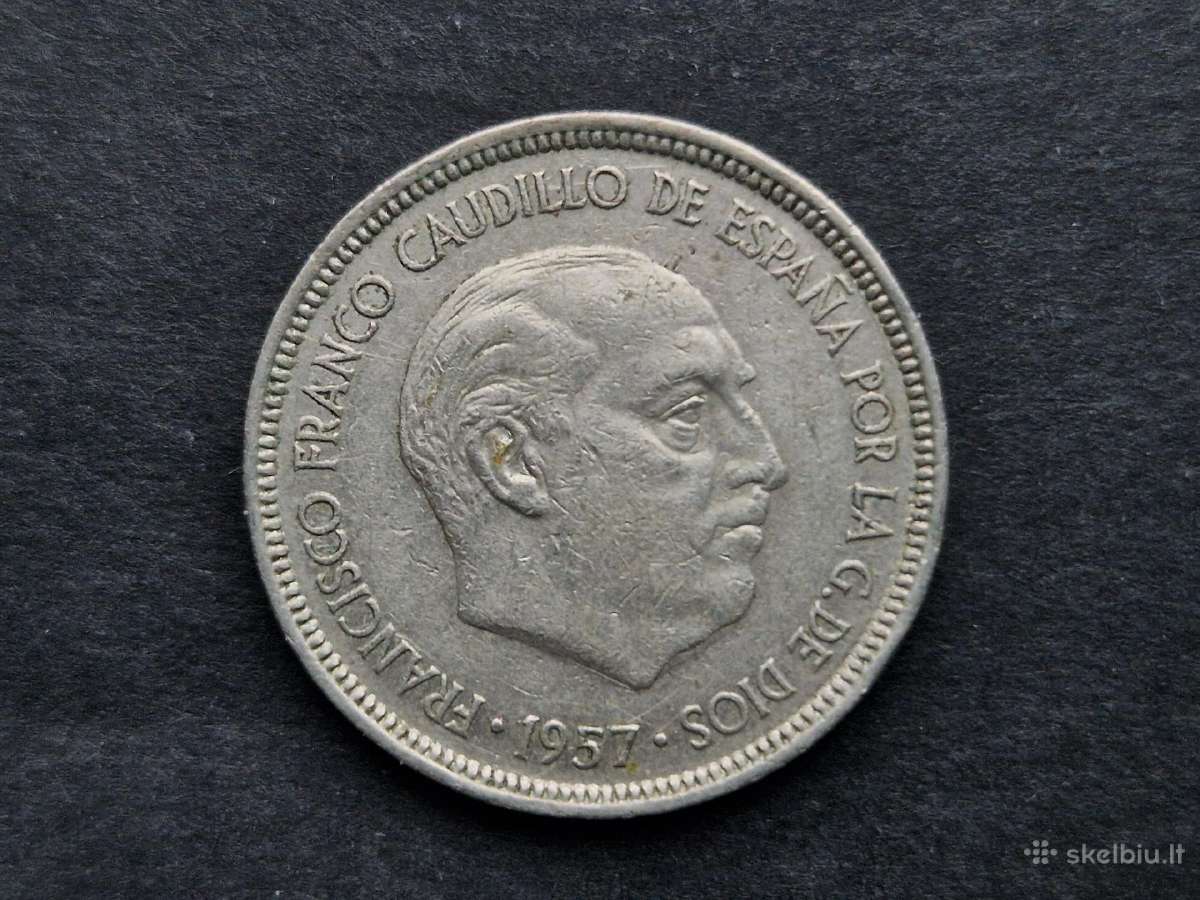 Ispanijos Karalystės 5 pesetos 1957 m. - nuotraukos Nr. 19