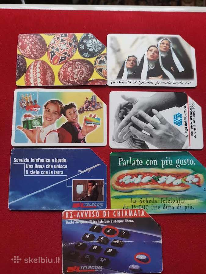Itališkos taksofono kortelės.