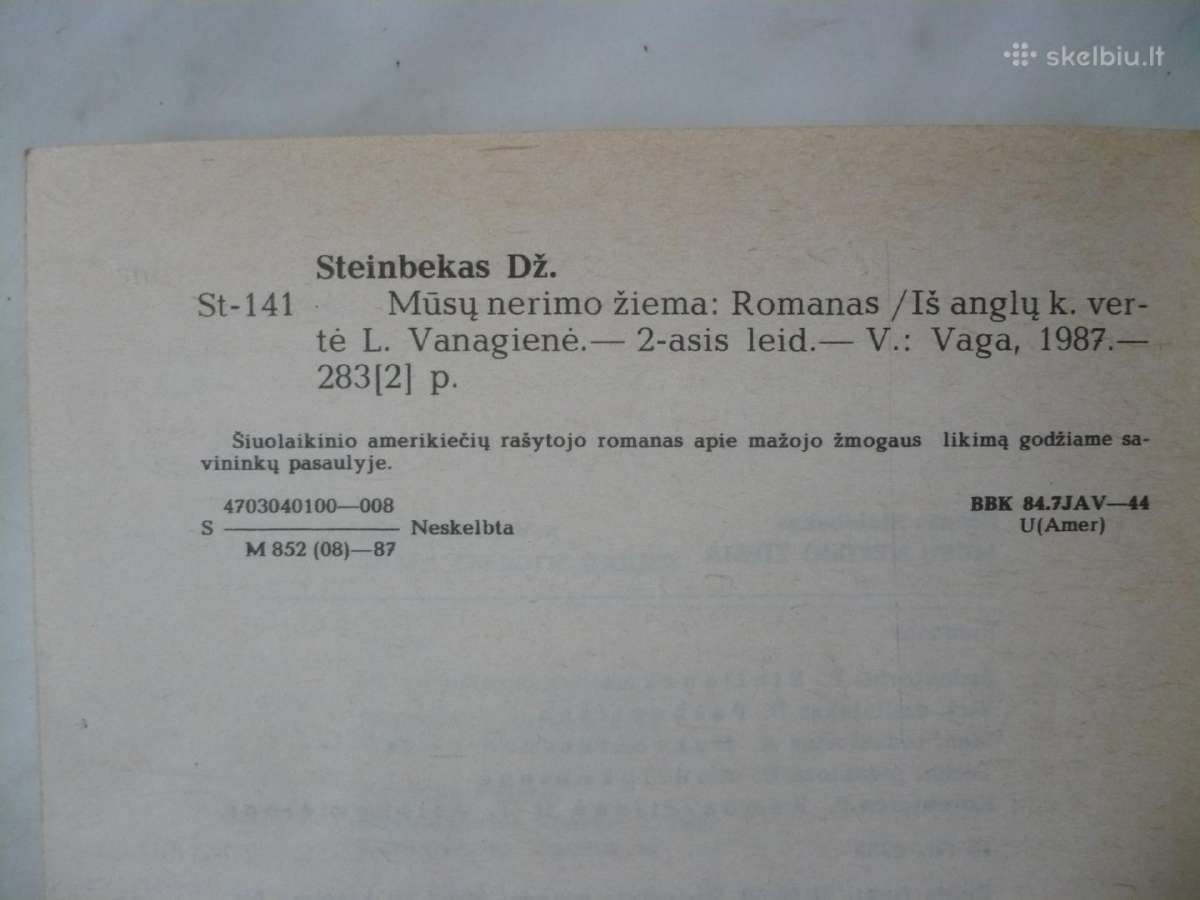 Dž. Steinbekas - Mūsų nerimo žiema - nuotraukos Nr. 2