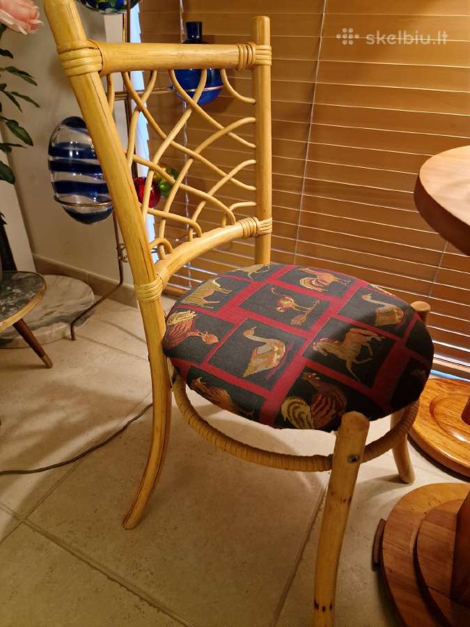 Vintažinės mid century natūralaus ratango kėdės - nuotraukos Nr. 2