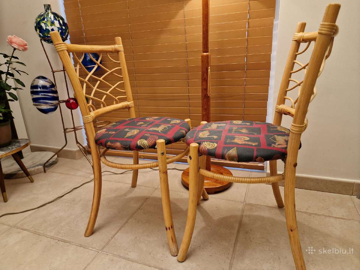 Vintažinės mid century natūralaus ratango kėdės - nuotraukos Nr. 4
