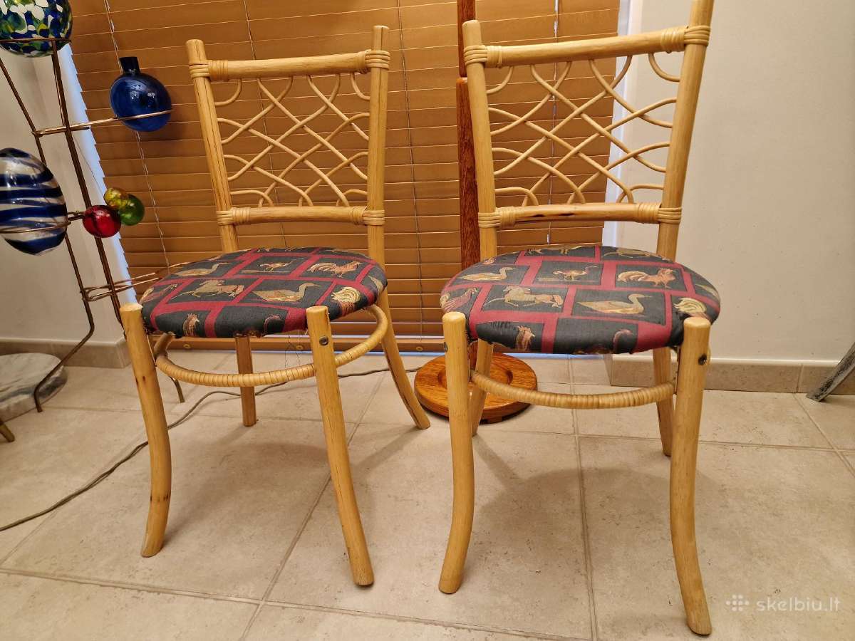 Vintažinės mid century natūralaus ratango kėdės - nuotraukos Nr. 7