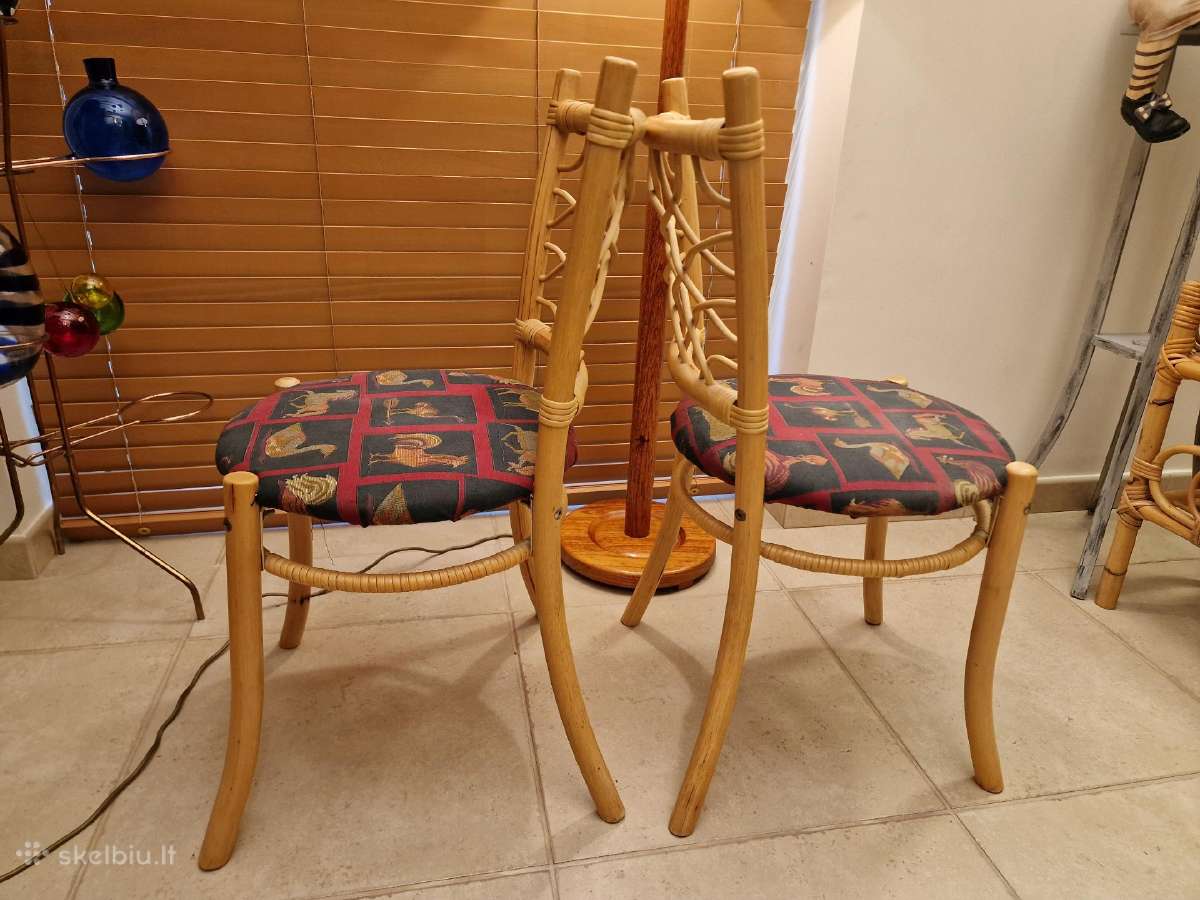 Vintažinės mid century natūralaus ratango kėdės - nuotraukos Nr. 14