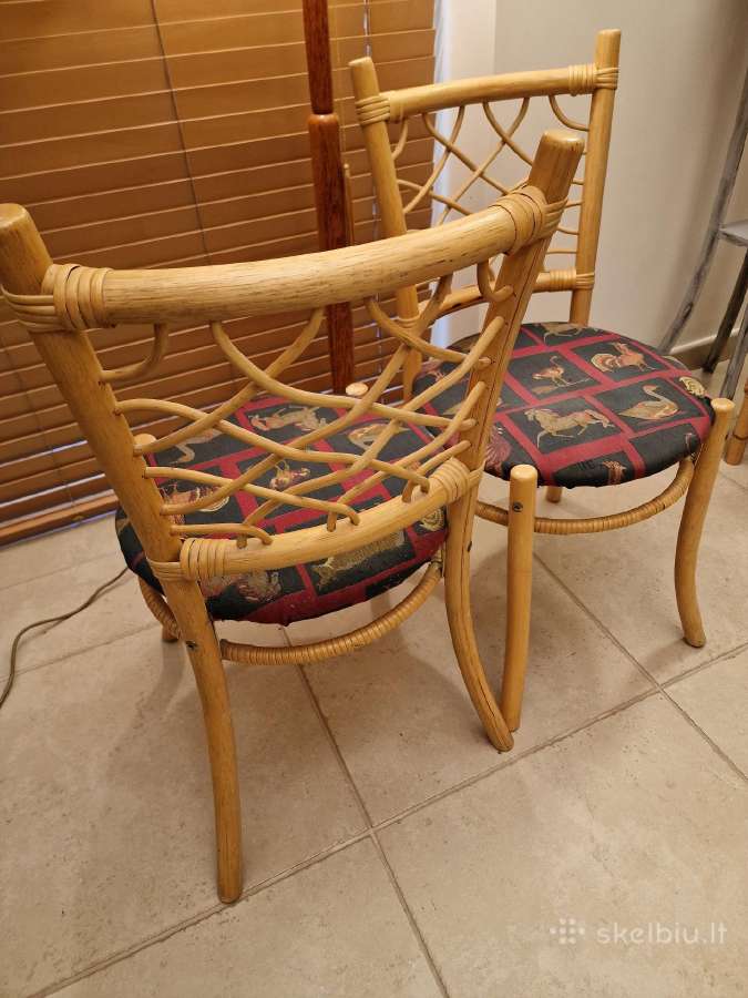 Vintažinės mid century natūralaus ratango kėdės - nuotraukos Nr. 17
