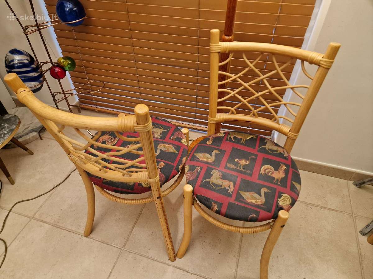 Vintažinės mid century natūralaus ratango kėdės - nuotraukos Nr. 19