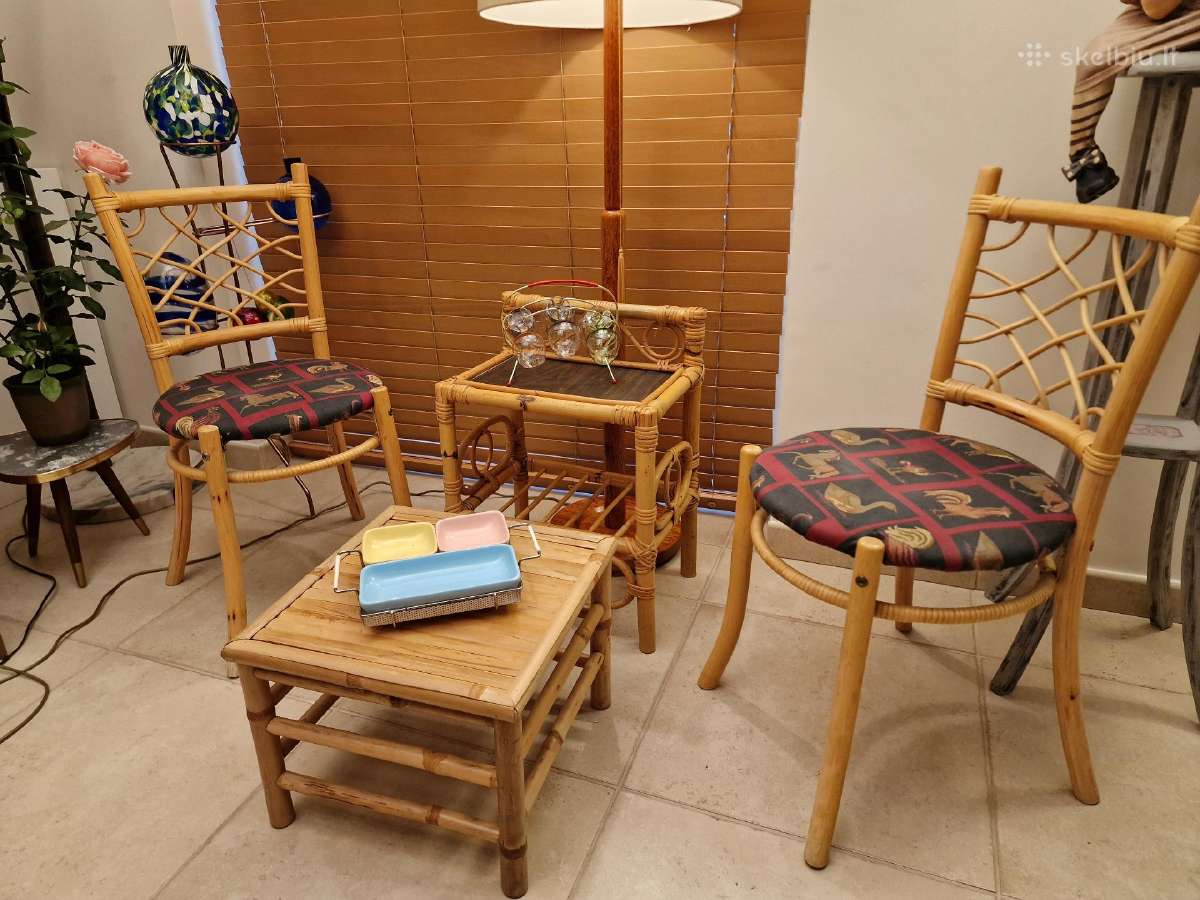 Vintažinės mid century natūralaus ratango kėdės - nuotraukos Nr. 21
