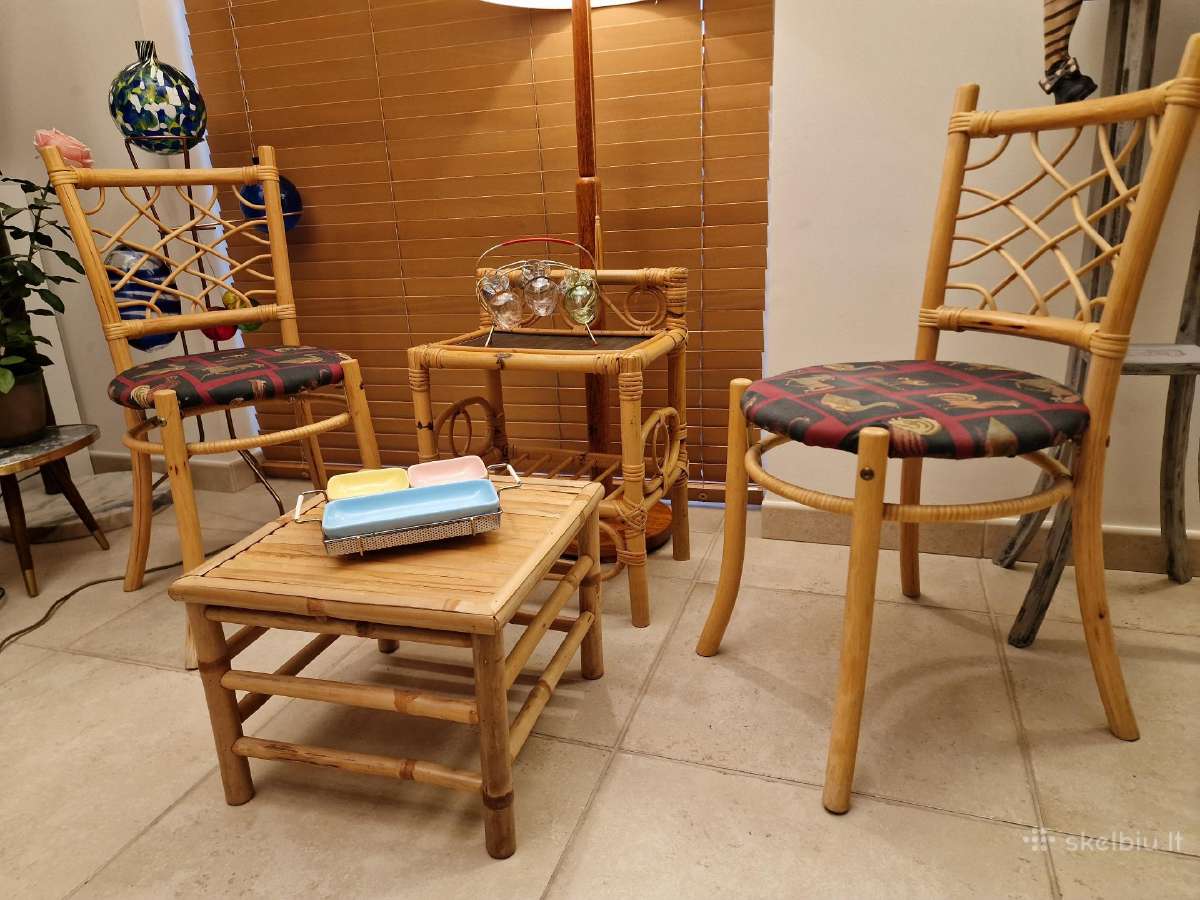 Vintažinės mid century natūralaus ratango kėdės - nuotraukos Nr. 22