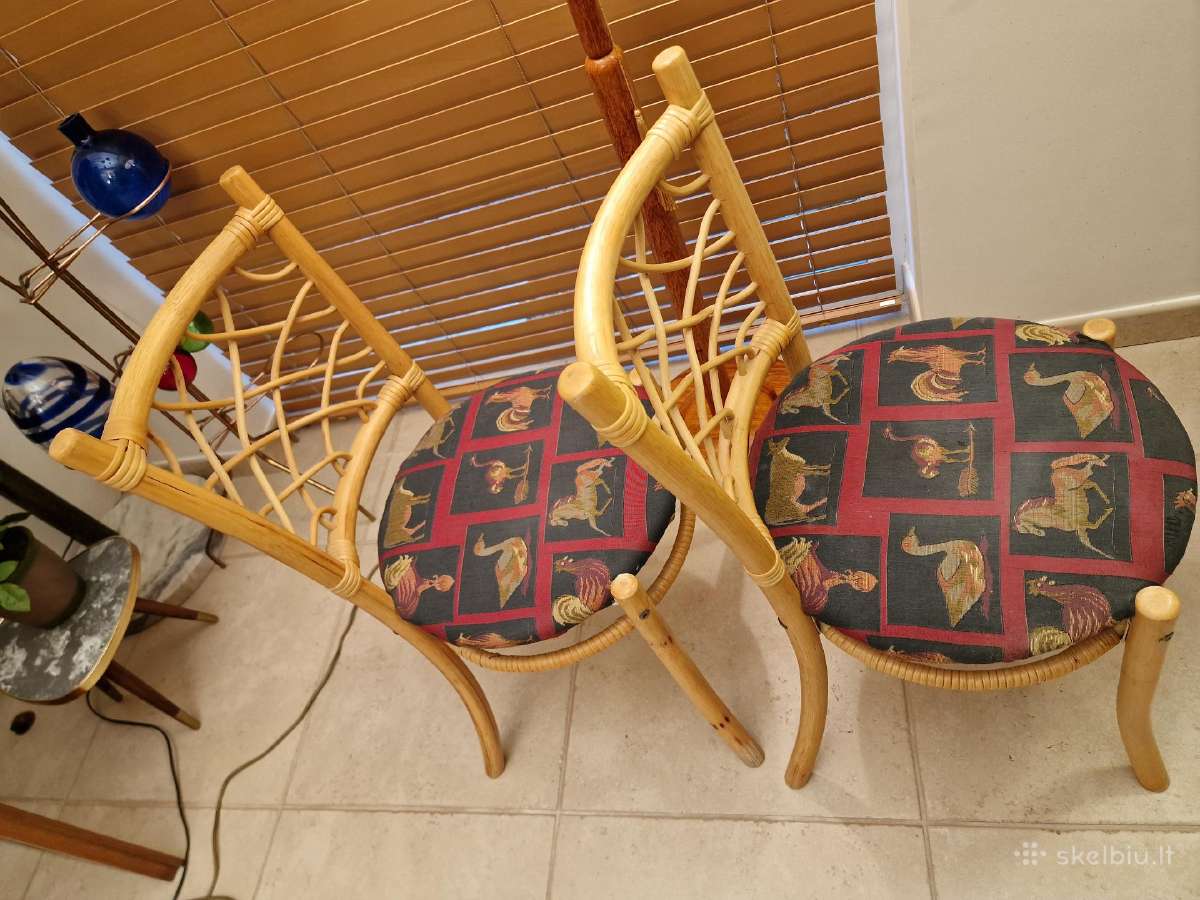 Vintažinės mid century natūralaus ratango kėdės - nuotraukos Nr. 27