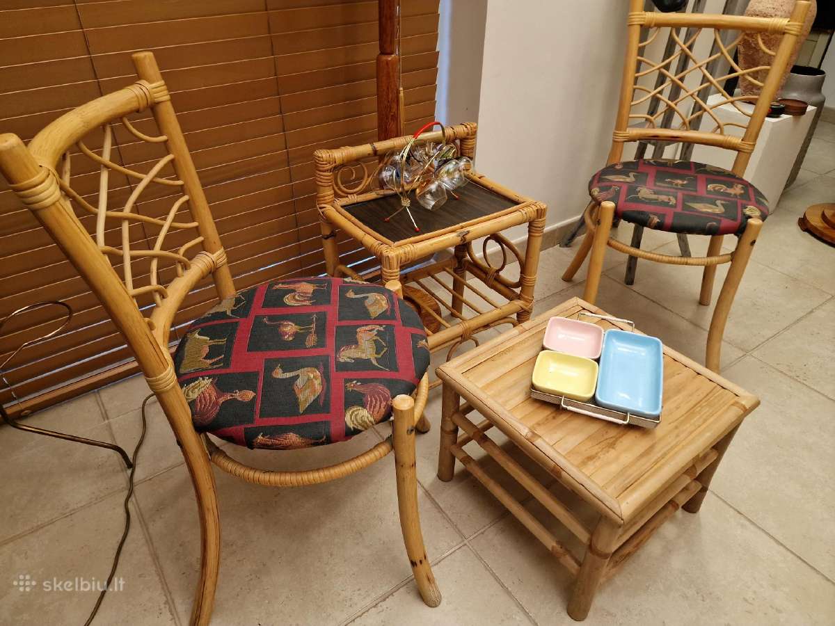 Vintažinės mid century natūralaus ratango kėdės - nuotraukos Nr. 35