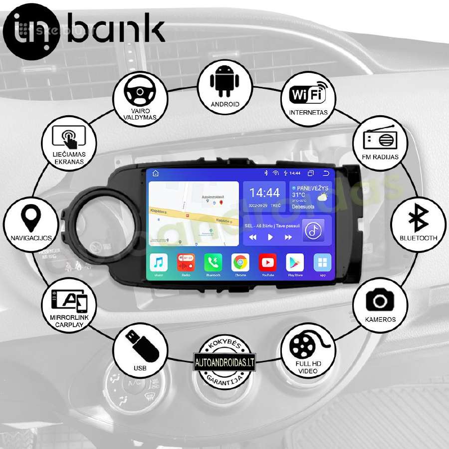 Toyota Yaris 2012-18 Android multimedia GPS/WiFi - nuotraukos Nr. 2