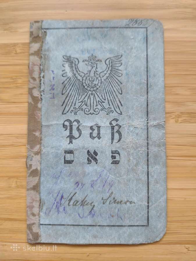 Ppk 1900-1918 jidiš-vokiškas pasas Riga Kaunas