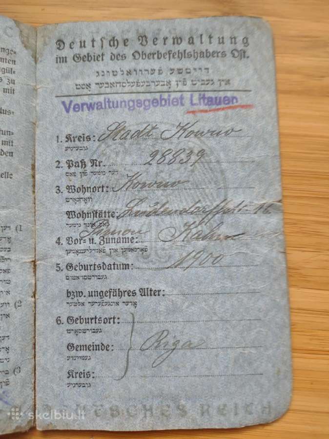 Ppk 1900-1918 jidiš-vokiškas pasas Riga Kaunas - nuotraukos Nr. 2