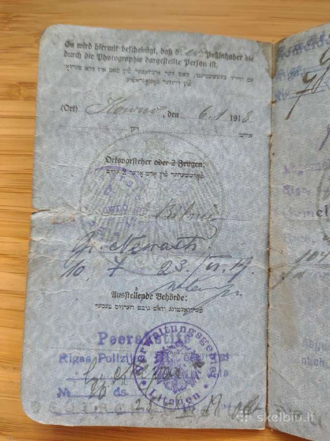 Ppk 1900-1918 jidiš-vokiškas pasas Riga Kaunas - nuotraukos Nr. 4