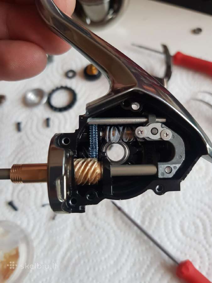 Shimano Daiwa ričių apratnavimas. Detalės. Tepalai