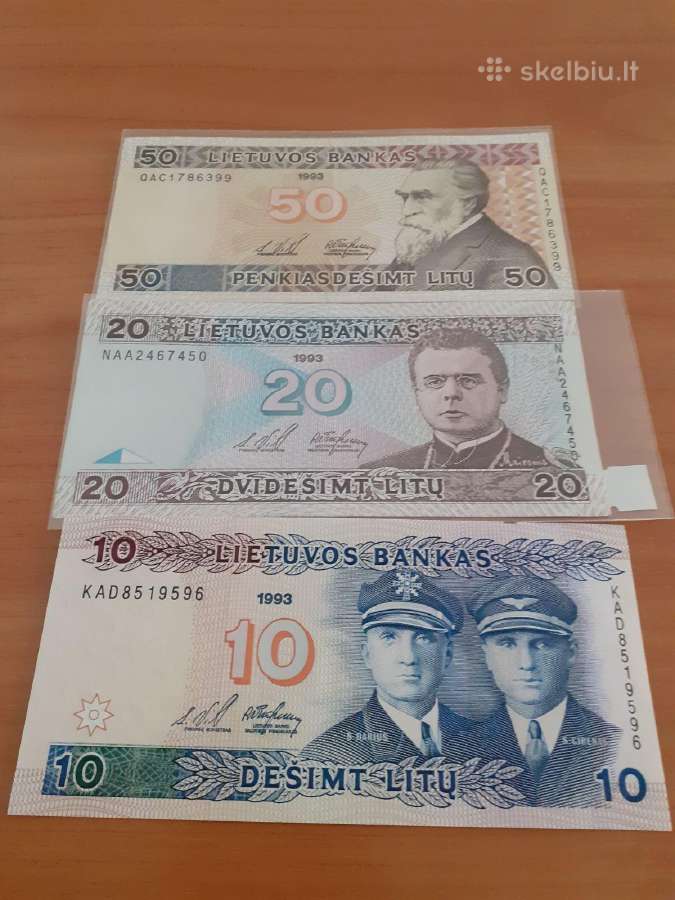 1993 m.jau retesnių litų banknotų setukas