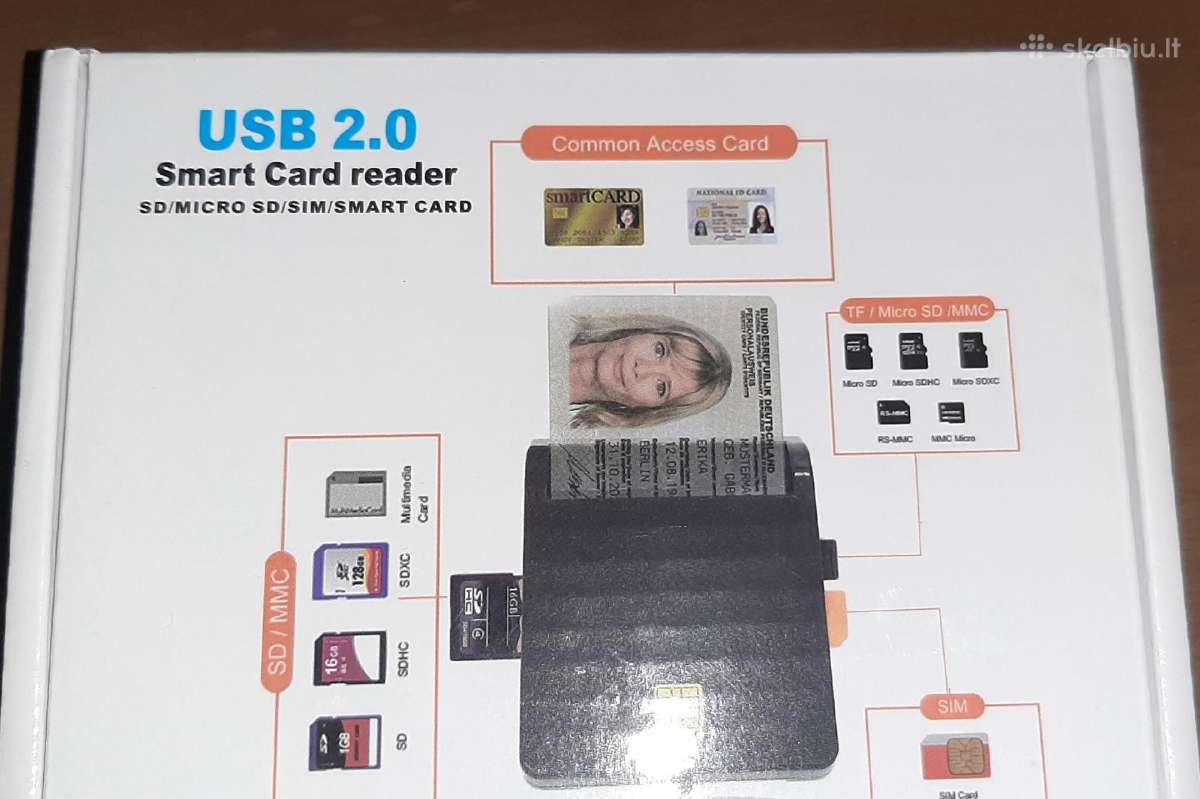 Usb kompiuteriui Id ir kitu kortelių skaitytuvas - nuotraukos Nr. 2