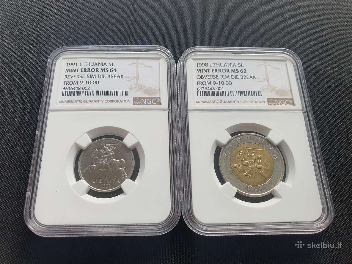 Lietuva 1991 1998 5 litai Error / su klaida Ngc