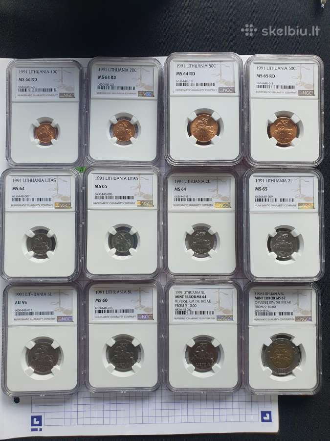 Lietuva 1991 metų monetos Ngc