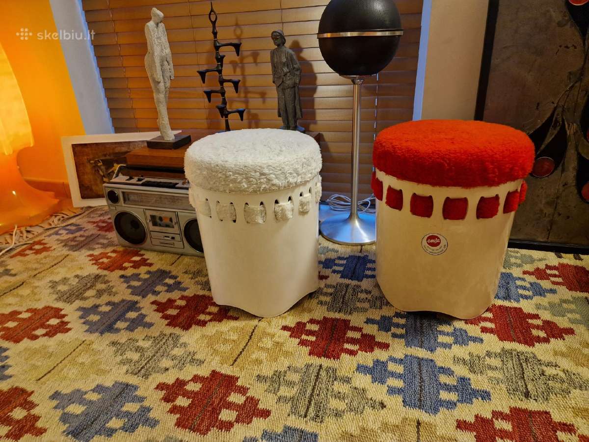 Vintažiniai mid century Space Age st. Emsa .pufai - nuotraukos Nr. 3