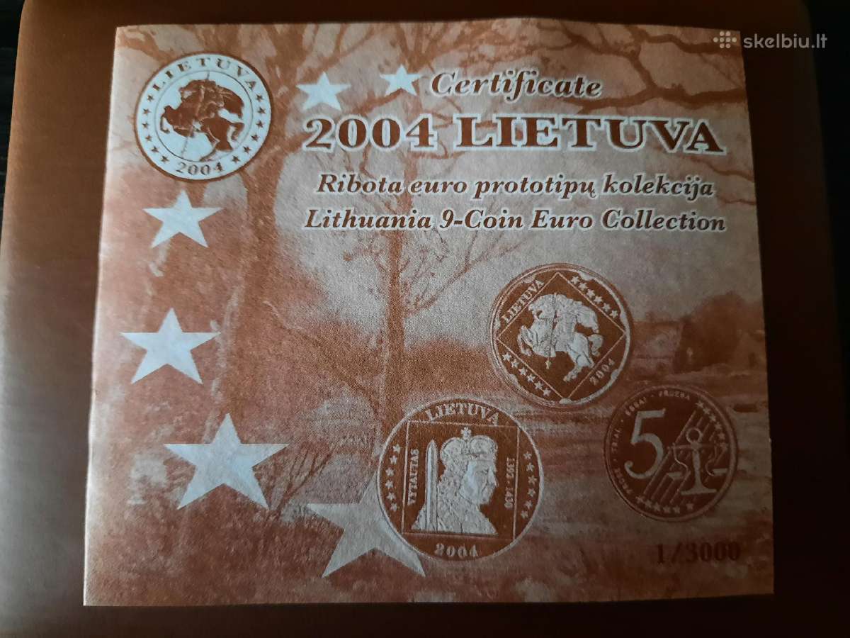 Prototipinių Lietuvos eurų monetų komplektas 2004 - nuotraukos Nr. 15
