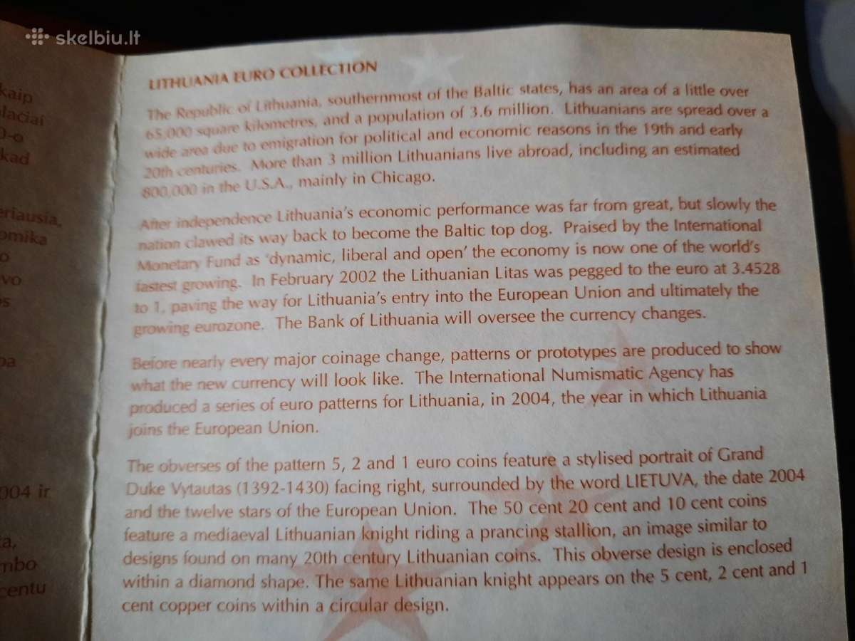 Prototipinių Lietuvos eurų monetų komplektas 2004 - nuotraukos Nr. 18