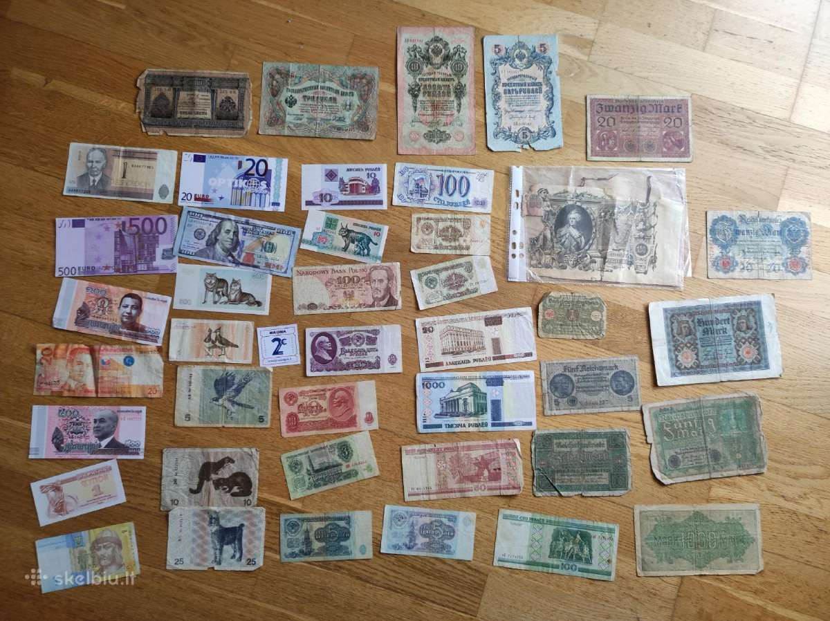 43 skirtingi viso pasaulio banknotai